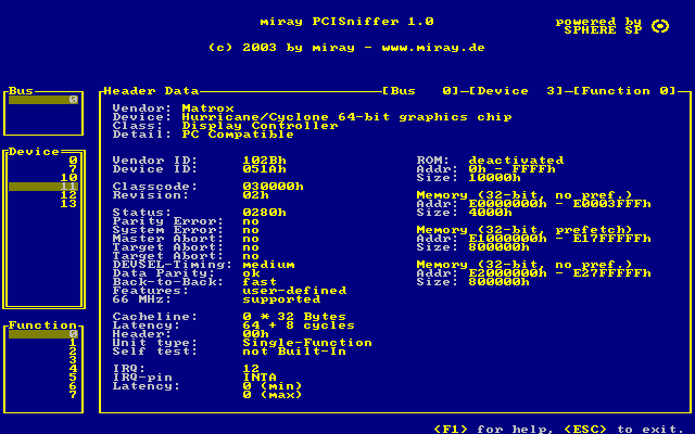 PCISniffer Screenshot